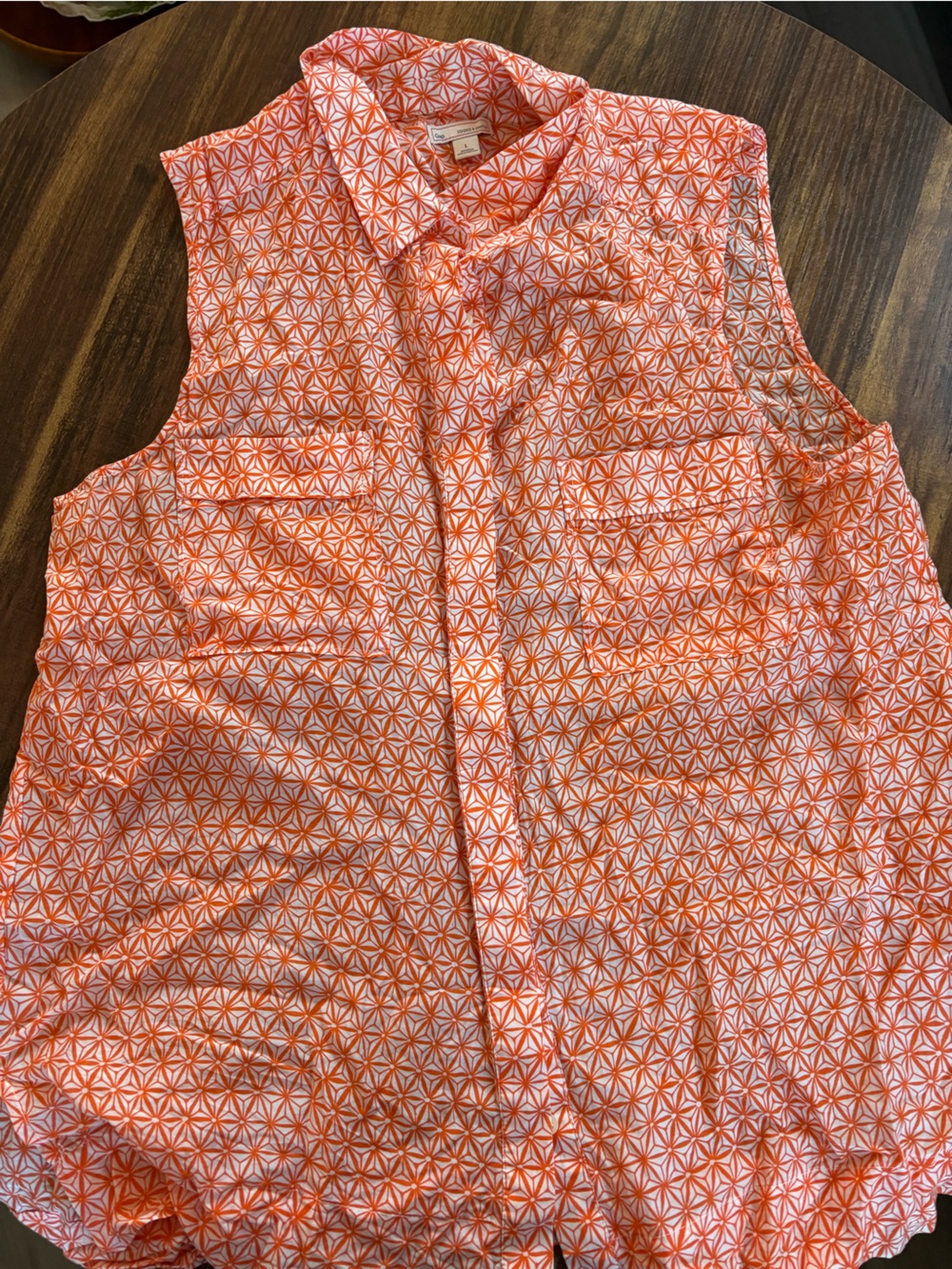 GAP Orange and White Geometric Shirt